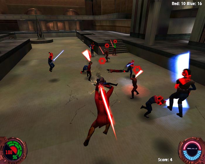 A screenshot of mid-gameplay in Jedi Outcast.