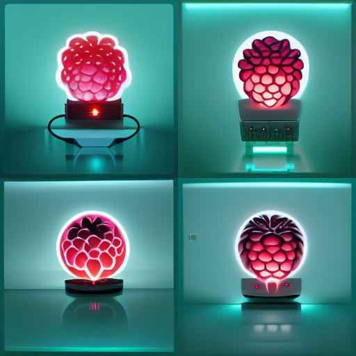 Generated with the text: `raspberry pi computer made out of raspberries, modern, futuristic` by MidjourneyAI.
